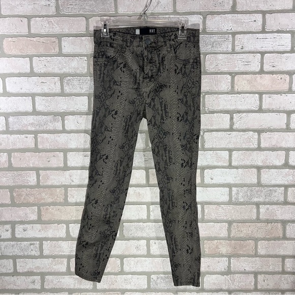 Kut from the Kloth Donna High Rise Ankle Skinny Jeans in Snakeskin Wash Size 4 - Picture 3 of 9